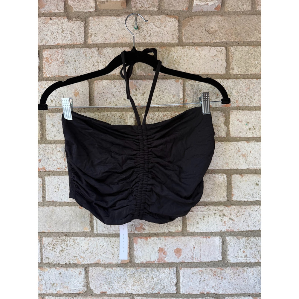 Susana Monaco Women’s Black Halter Crop Top Size Large NWT